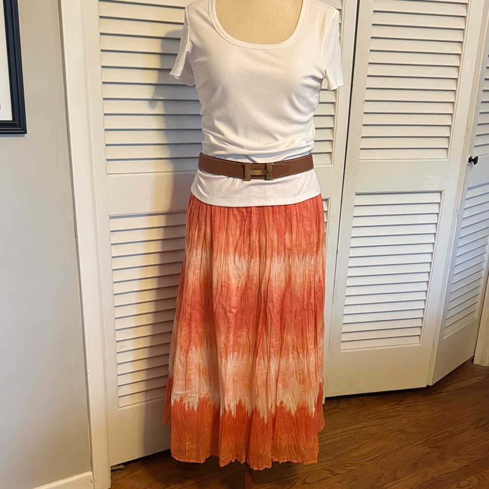 Chico’s Orange Tie-Dye Maxi Skirt Work Skirt